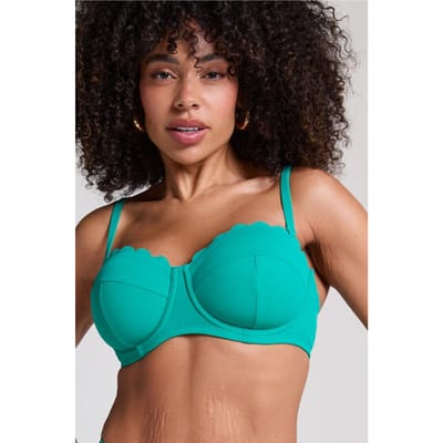 Hunkemöller Dames Badmode Voorgevormde beugel bikinitop Scallop Cup E + - Groen - maat B75