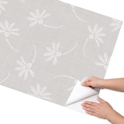 Coloray Meubel Wrap Folie - Grijs Meubelfolie - 75x150 cm - Meubel Wrap Folie Bloemenpatroon - Plakfolie Meubels - Minimalist Meubelfolie - Decoratiefolie Zelfklevend - Slaapkamer decoratie - Bloemen en planten