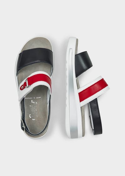 Sandalen met modieuze applicatie - wit / marine / rood - Gr. 36 van Goldner Fashion