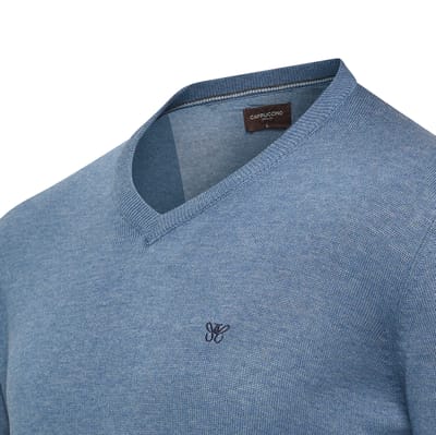Cappuccino Italia - Heren Trui Pullover Salerno - Blauw - Maat M