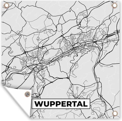 Tuin poster Kaart - Wuppertal- Plattegrond - Duitsland - Stadskaart - 200x200 cm - Tuindoek