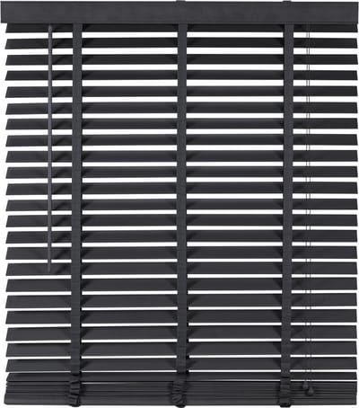 Houten Jaloezie Zwart - 140x180 cm (BxH) - Raamdecoratie - Lamelbreedte 50 mm - inc. Bedieningskoord en Draaistang - Eenvoudig op maat maken en monteren