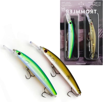 Zanderfang - baars wobbler snoekbaars - diep aas baars - 2 stuks trommler - 9,5 cm - 9,5 g - olijfmat, neon-groen met rammelaars