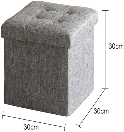 Seth Select Opvouwbare Opbergkruk 30x30x30 cm – Zitkruk met Opbergruimte en Zachte Zitting – Grijs