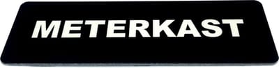 Deurbordje met tekst Meterkast - 150 x 50 mm (incl. dubbelzijdige tape) - zwart / wit | Geborstelde RVS-look toplaag | Gratis Verzending