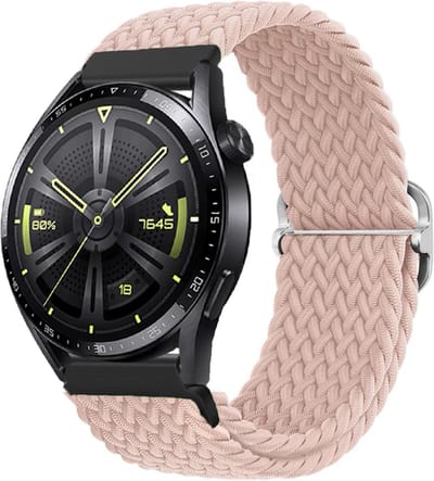 Stravo Nylon Stretch bandje 20mm - Lichtroze Horlogebandje geschikt voor Samsung Galaxy Watch 7 / 6 / 5 / Pro / 4 / 3 / Active 2 - Garmin Approach / Forerunner / Venu 2 Plus / SQ / Vivomove - Polar Ignite / Unite