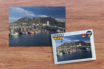 Puzzel De prachtige haven van Kaapstad en de Tafelberg op de achtergrond - Legpuzzel - Puzzel 500 stukjes