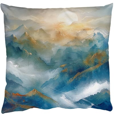 Sierkussens - Kussentjes Woonkamer - 50x50 cm - Abstract - Landschap - Bergen - Blauw - Modern