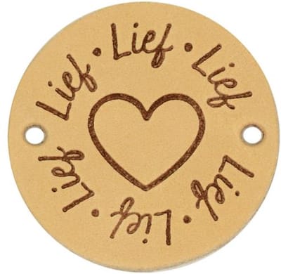 Durable Leren Labels "Lief" – 3,5 cm | 2 Stuks per Zakje | Verkrijgbaar in 4 Kleuren