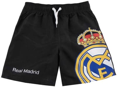Real Madrid Zwembroek Jongens – Zwarte Zwemshort met Clublogo – Zomer Zwemkleding – Officieel Gelicenseerd