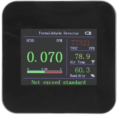Luchtkwaliteitsmonitor - Binnenluchtmeter - Omgevingsmonitoring - Realtime CO2 meting - 8x8 cm - Wit