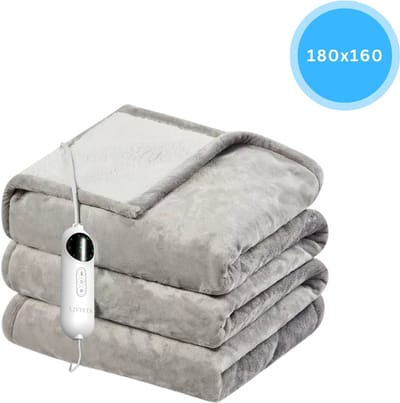 Livista Elektrische Deken – 2 Persoons Deken – XXL – met 3-standen timer – 10 warmtestanden – 180x160 cm – Oververhittingsbeveiliging – Wasmachinebestendig – Lichtbruin
