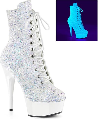 Pleaser - DELIGHT-1020LG Plateau Laarzen - US 6 - 36 Shoes - Wit