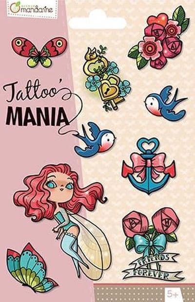 10 tijdelijke tatoeages voor kinderen - Feëen - 1 vel tatoeages 12,8 x 9 cm - voor 5 jaar - CC002O Tattoo' Mania
