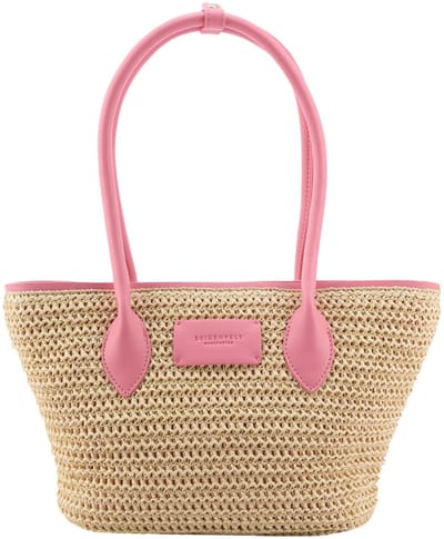 SEIDENFELT MANUFAKTUR shopper Savonlinna Tulip Shopper Natural Straw With Pink beige