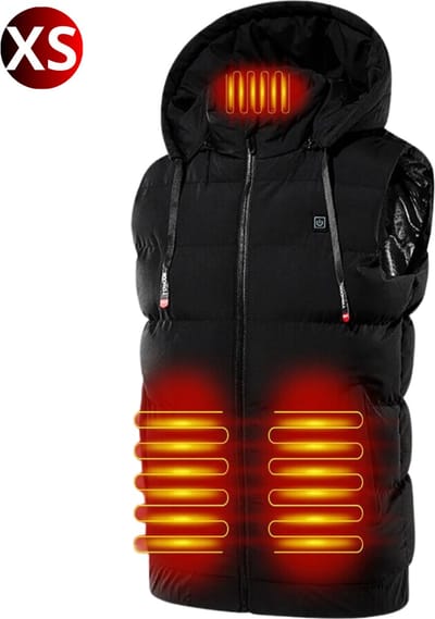 Bovista Verwarmde Bodywarmer - Heated Vest - Elektrische Bodywarmer - Rits Capuchon - Water Afstotend - Oplaadbaar - Unisex - Maat XS - Zwart