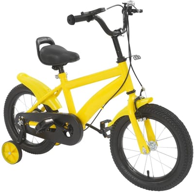 Dailygoods- Kinderfiets 14 inch - Instelbaar - Met Steunwielen - Kettingafdekking - Dubbel Remsysteem - Veilig en Betrouwbaar - Loopfiets