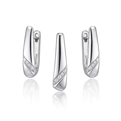 Prom Zilver Set - Zilver Oorbellen met Hanger - Oorbellen met Hanger - Zilver 925 - Amona Jewelry