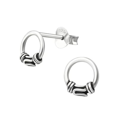 Aramat Jewels | Oorbellen | Geoxideerde Bali Oorbellen | Breda-7mm | |7mm | Zilver | Kinderen, Volwassenen | Verkleurd niet