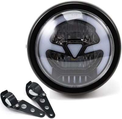 LED Motorfiets Koplamp 6.41 Inch voor Cafe Racer, Bobber en Chopper - Inclusief Dagrijverlichting en Gele DRL