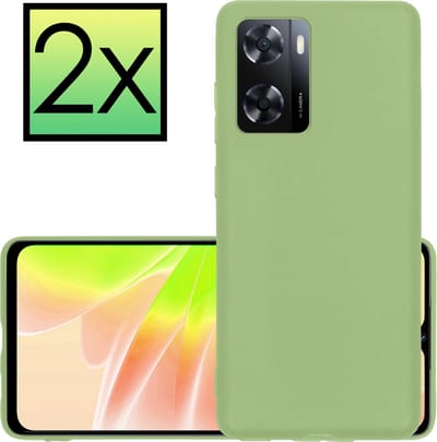 Hoesje - 2 Stuks - Geschikt voor OPPO A57 - Sterk & Shockproof - Case Siliconen - Back Cover - Telefoon Hoes - Groen