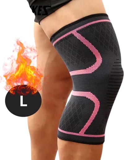 Nivard Kniebrace - Sportbrace Knie - Knee Sleeves - Knee Sleeves Powerlifting - Compressie Knie Brace - Knee Wraps - Knee Support - Dames - Heren - Comfortabel - Roze - Maat L