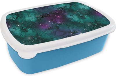 Broodtrommel Blauw - Lunchbox - Brooddoos - Ruimte - Marmer - Verf - Patroon - 18x12x6 cm - Kinderen - Jongen