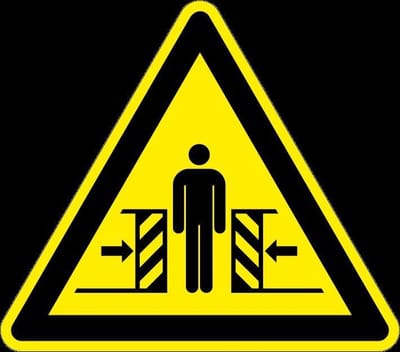 Waarschuwingsbord klemgevaar - kunststof - W019 200 mm