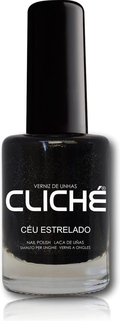 Cliché - Nagellak - Zwart Shimmer Mini Glitter - Sterrenhemel - Starry Sky - Céu Estrelado - 1 flesje met 11 ml inhoud - Nummer 154