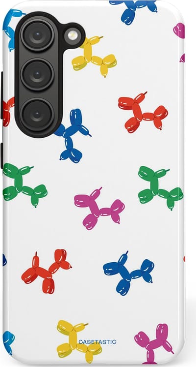 Casetastic Hoesje Geschikt voor Samsung S23 - Stijlvolle Beschermende Duo-layer Case - Ballonnen hondje