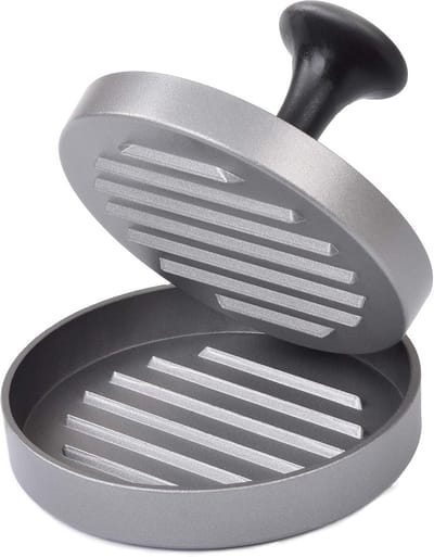 Burgerpers Set - Vleesvormer - Lekkere Burgers Maken - Anti-aanbaklaag - 12 cm Diameter - Zilver