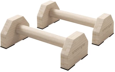 Opdrukstangen - Houten Parallettes - Opdruksteunen - Calisthenics - Antislip - Dip bars - Push up Grips - Push Up Bars - tot 120 kg - Fitness - Crossfit - Opdruk Bord Krachttraining - 30x13x10cm -Naturel