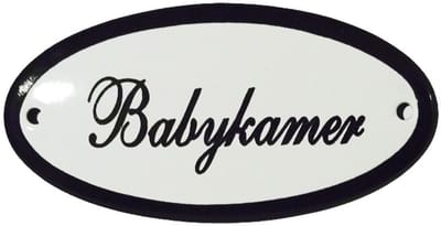 Emaille deurbord 'Babykamer' ovaal