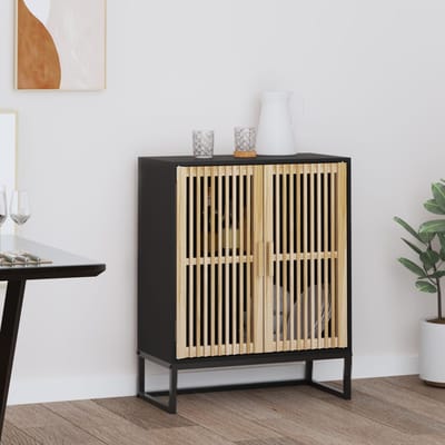 vidaXL - Dressoir - 60x30x75 - cm - bewerkt - hout - zwart
