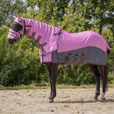 QHP - Vliegendeken Collection - met Hals & Masker - Cheery Pink - Maat 185