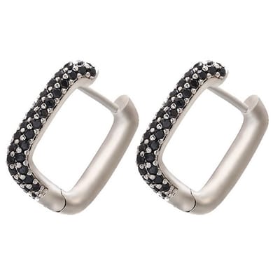Oorringen met Zirkonia - Koper - 1,5 cm - Zilverkleurig en Zwart