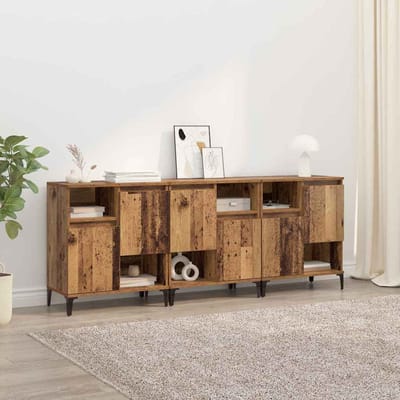vidaXL Dressoirs 3 st Oud Hout 60 x 35 x 70 cm Bewerkt hout