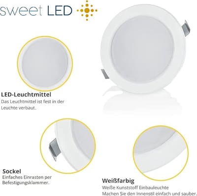 Set van 4 Platte LED Inbouwspots 12V IP44 Warm Wit