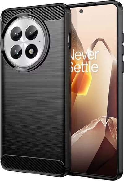 MobyDefend Hoesje - Geschikt voor OnePlus 13 - TPU Backcover - Geborstelde Metaal & Carbon-Look - Zwart