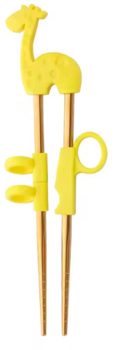 ProductGoods Kinder Eetstokjes – Giraffe – Met Hulpstuk – 2 Stuks – Geel/Goud