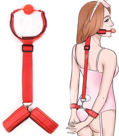 BDSM Gag Bondage Set - SM Seksspeeltjes - Gagball met Handboeien - Erotiek Toys - Rood