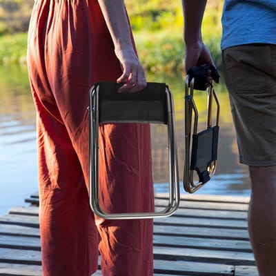 Mini Draagbare Opvouwbare Kruk Aluminiumlegering Buitenstoel voor Vissen Kamperen Picknick (Zilver, M)