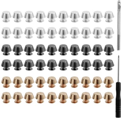 Dailygoods- Handtasvoetjes 60 Stuks - Platte Handtasnagel - Spijkerkop van Legering - Perforator - Schroevendraaier - 1,2x0,83 cm - Tasvoetjes