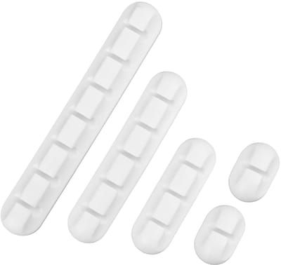 Set van 5 Kabelclips voor Effectieve Kabelbeheer, Plakbare Houder voor Bureau, Oplaadkabels en Audiokabels, Wit, Geschikt voor Tot 7 Kabels