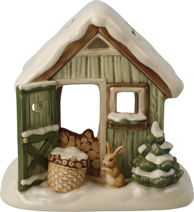 Goebel - Kerst | Decoratief beeld Besneeuwde tuinhuisje | Aardewerk - 16cm