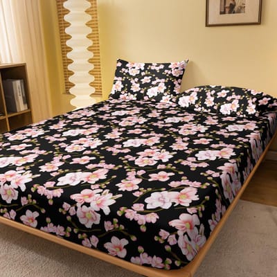 1 Eenvoudig Modern Plant Bloem Bedrukt Mat Hoeslaken, Slaapkamer Bedrukt Bedovertrek, Beddengoed (Exclusief kussenslopen) 71x132cm white