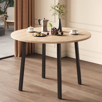 MODENUIT Eettafel - Rond Klapbaar Tafelblad - Voor Keuken En Kleine Ruimtes - MDF Eikenkleur - 100x100 Cm