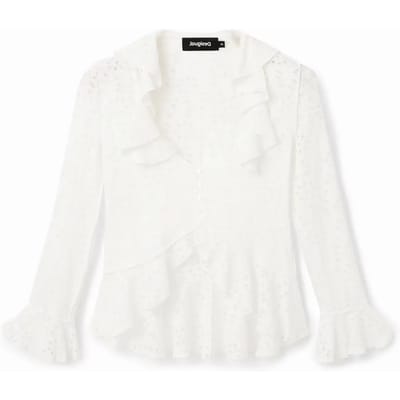 Damesblouse met lange mouwen en ruches Desigual