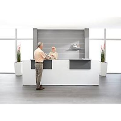 Receptiebalie Come-In - met 2 houten bladen - B 3600 mm  wit en grafiet
