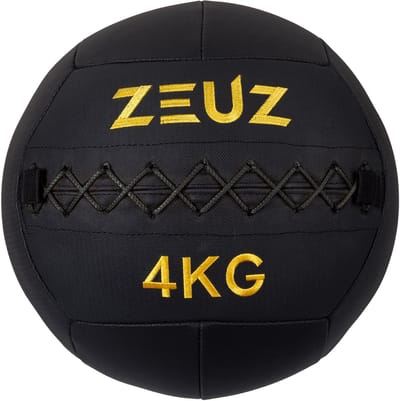 ZEUZ Premium Wall Ball 4kg – Geschikt voor CrossFit & Fitness – PU Foam Vulling & Vinyl – 35 CM Diamter - Geel